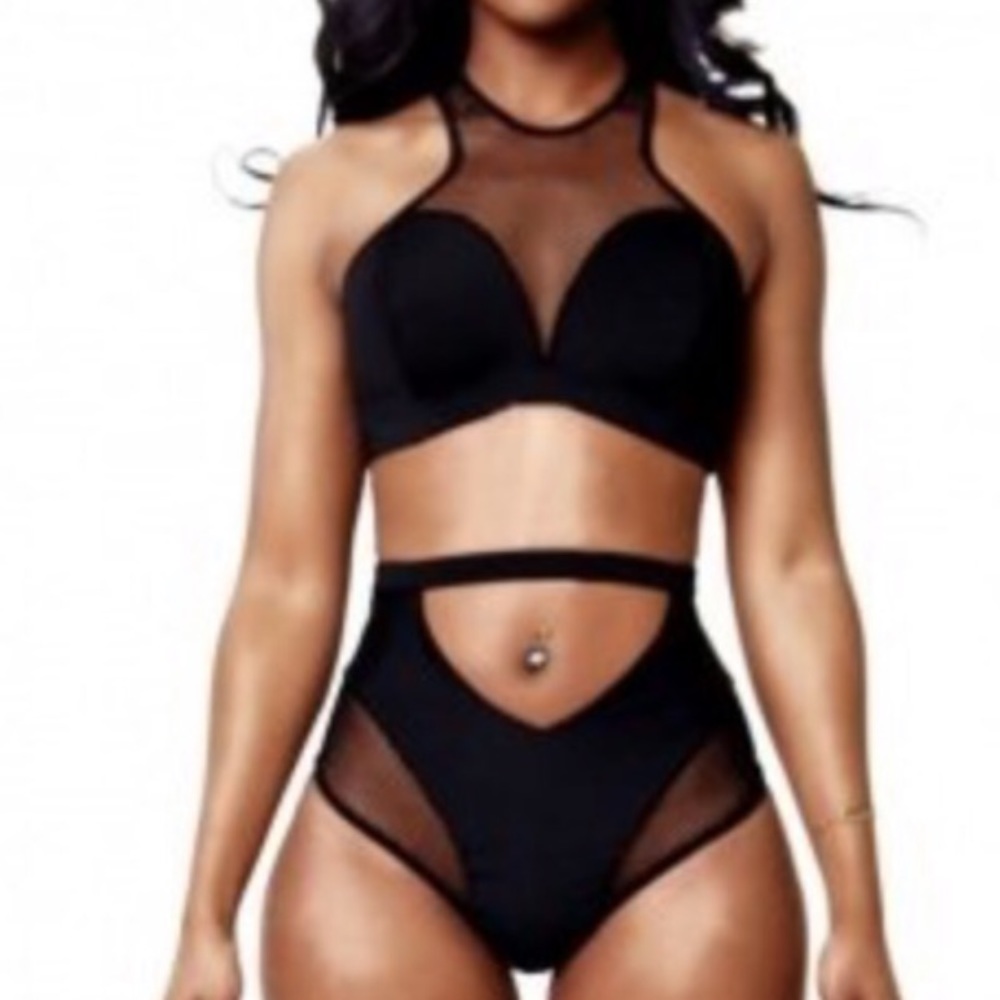 Black Mesh swim wear